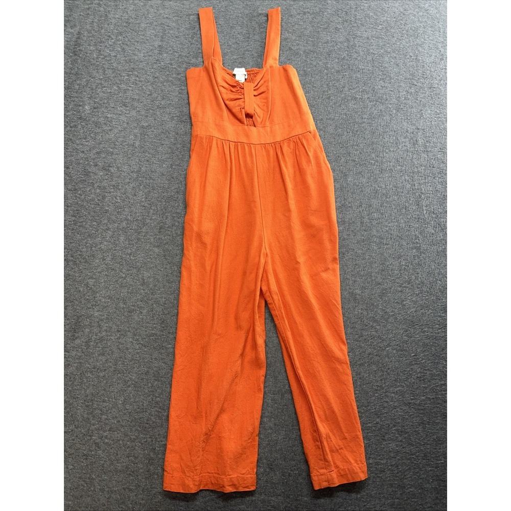 Monteau Los Angeles Women's jumpsuit romper Size XS Linen Blend Orange